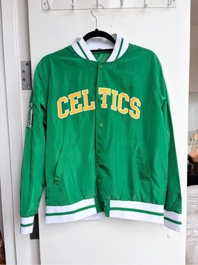 Boston Celtics Green Satin Bomber Jacket